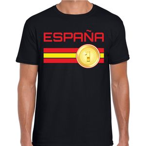 Espana / Spanje landen t-shirt met medaille en Spaanse vlag - zwart - heren -  Spanje landen shirt / kleding - EK / WK / Olympische spelen outfit