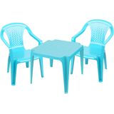 Sunnydays Kinderstoelen 4x met tafeltje set - buiten/binnen - blauw - kunststof