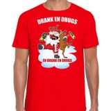Fout Kerstshirt / Kerst t-shirt Drank en drugs rood voor heren - Kerstkleding / Christmas outfit