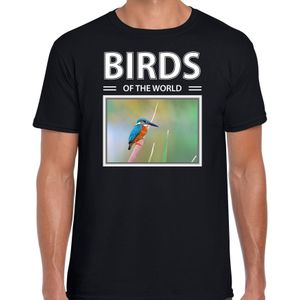 Dieren foto t-shirt Ijsvogel - zwart - heren - birds of the world - cadeau shirt IJsvogels liefhebber