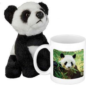 Panda Cadeauset kind - Panda knuffel 15 cm en foto Drinkbeker 300ml