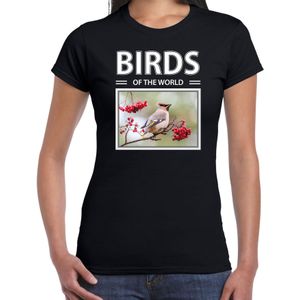 Dieren foto t-shirt Pestvogel - zwart - dames - birds of the world - cadeau shirt Pestvogels liefhebber