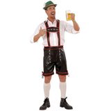 Oktoberfest lederhose - zwart met rood - Tiroler / bierfeest kleding