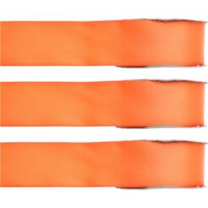 3x Hobby/decoratie oranje satijnen sierlinten 1,5 cm/15 mm x 25 meter - Cadeaulint satijnlint/ribbon - Striklint linten oranjet