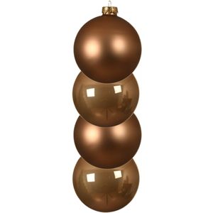 Decoris Kerstballen - 4 stuks - glas - toffee bruin - 10 cm