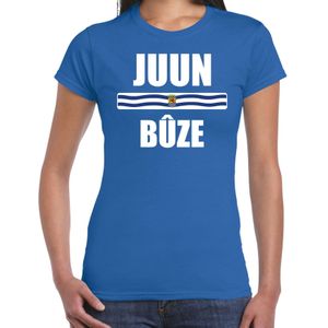 Juun buze met vlag Zeeland t-shirt blauw dames - Zeeuws dialect cadeau shirt
