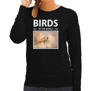 Dieren foto sweater Baardmannetje vogel - zwart - dames - birds of the world - cadeau trui vogel liefhebber