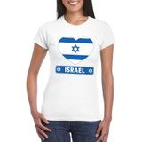 Israel t-shirt met Israelische vlag in hart wit dames