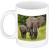 Dieren olifant foto mok 300 ml - cadeau beker / mok olifanten liefhebber