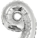90 jaar leeftijd feestartikelen/versiering cijfers ballonnen op stokje van 41 cm - Combi van cijfer 90 in het zilver