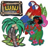 Bellatio Decorations - Hawaii thema muur/wand versieringen set 6x stuks rond de 50 cm p/stuk