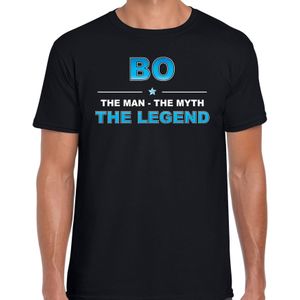 Naam cadeau Bo - The man, The myth the legend t-shirt  zwart voor heren - Cadeau shirt voor o.a verjaardag/ vaderdag/ pensioen/ geslaagd/ bedankt
