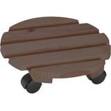 Plantentrolley - hout - donkerbruin - rond - 30 cm - tot 100 kg - trolley voor kamerplanten