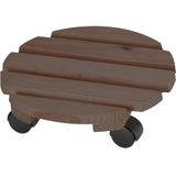 Plantentrolley - hout - donkerbruin - rond - 30 cm - tot 100 kg - trolley voor kamerplanten