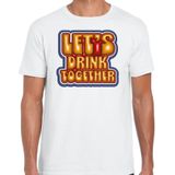 Bellatio Decorations Koningsdag shirt voor heren - let's drink together - wit - feestkleding