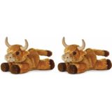 Set van 2x Stuks Pluche Stieren/Koeien Knuffel 20 cm - Boerderij Dieren