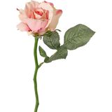 Topart Kunstbloem roos de luxe - roze - 30 cm - kunststof steel - decoratie