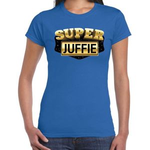 Super Juffie cadeau t-shirt blauw voor dames - kadoshirt voor de juf / leerkracht / juffrouw / lerares
