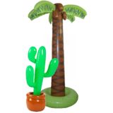 Set van 2x stuks - Tropische/hawaii feestversiering opblaasbaar palmbomen/cactus - Voor fun en thema party