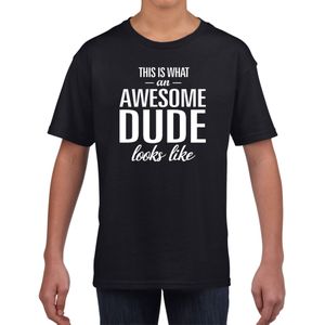Awesome dude tekst zwart t-shirt  voor jongens - tekst shirt voor jongens