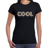Slangenprint Cool tekst t-shirt zwart voor dames