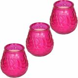 Windlicht geurkaars -  3x - roze glas - 48 branduren - citrusgeur