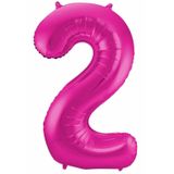 Cijfer ballonnen - Verjaardag versiering 21 jaar - 85 cm - roze