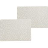 12x stuks stevige luxe Tafel placemats Stones wit 30 x 43 cm - Met anti slip laag en Pu coating toplaag
