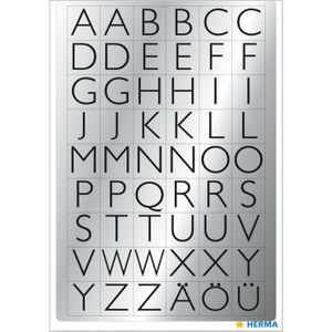 Stickervelletjes met 216x stuks alfabet plak letters zwart/zilver 13x12 mm - letter stickers