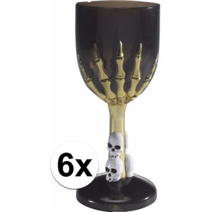 6x Halloween wijnglas zwart