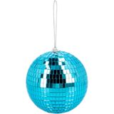 Boland Disco spiegel bal - 2x - rond - blauw - Dia 15 cm - Seventies/eighties thema versiering - Feestartikelen