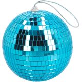 Boland Disco spiegel bal - 2x - rond - blauw - Dia 15 cm - Seventies/eighties thema versiering - Feestartikelen