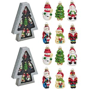 Set van 12x stuks kersthangers figuurtjes 8 cm - Kerstboomversiering - Kerst ornamenten