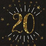 Verjaardag feest servetten leeftijd - 20x - 20 jaar - goud - 33 x 33 cm