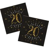 Verjaardag feest servetten leeftijd - 20x - 20 jaar - goud - 33 x 33 cm