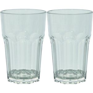 Set van 2x stuks onbreekbare kunststof camping/picknick sap drinkglazen/waterglazen 285 ml - polycarbonaatglas