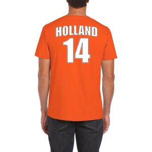 Oranje supporter t-shirt - rugnummer 14 - Holland / Nederland fan shirt / kleding voor heren