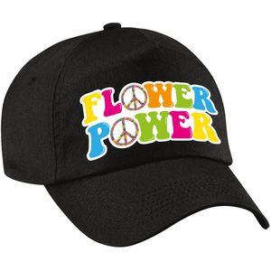 Flower power verkleed pet zwart - dames en heren - jaren 60 / toppers