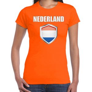 Schild Holland t-shirt in de kleuren van de Nederlandse vlag - oranje - dames - Nederland supporter EK / WK / kleding