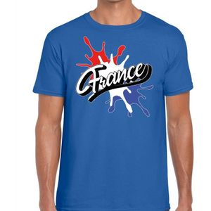 France/Frankrijk landen t-shirt spetter blauw voor heren - supporter/landen kleding Frankrijk