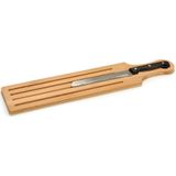 Bamboe houten broodplank/snijplank/serveerplank met broodmes 50 x 10 cm en broodmandje van 26 x 17 cm