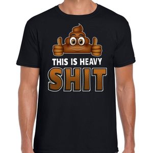 Funny emoticon t-shirt This is heavy shit zwart voor heren -  Fun / cadeau shirt