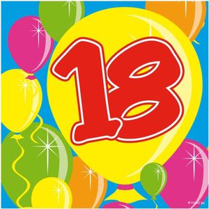 20x 18 jaar leeftijd themafeest servetten Balloons 25 x 25 cm - Achttiende/18e verjaardag papieren wegwerp tafeldecoraties