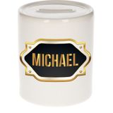 Michael naam cadeau spaarpot met gouden embleem - kado verjaardag/ vaderdag/ pensioen/ geslaagd/ bedankt
