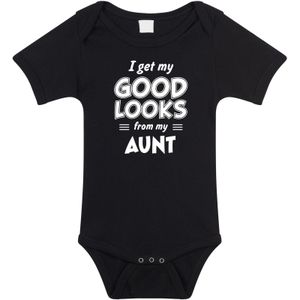 I get my good looks from my aunt romper / rompertje - zwart - unisex - jongens / meisjes - kraamcadeau / geboorte cadeau - zwart rompertje voor baby