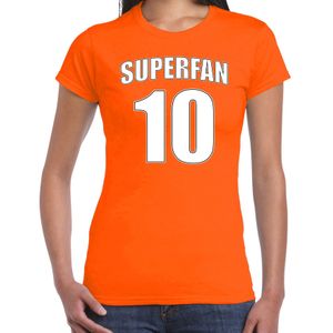 Oranje t-shirt voor dames - Superfan nummer 10 - Nederland supporter - EK/ WK shirt / outfit