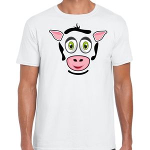Bellatio Decorations dieren verkleed t-shirt heren - koe gezicht - carnavalskleding - wit