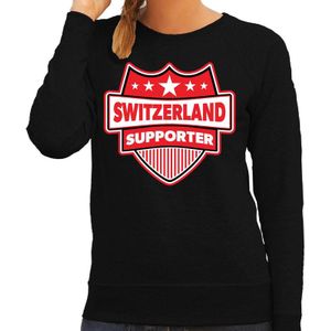 Switzerland supporter schild sweater zwart voor dames - Zwitzerland landen sweater / kleding - EK / WK / Olympische spelen outfit