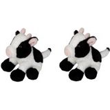 Set van 3x stuks knuffel koeien zittend 15 cm - Boerderij kinderen knuffels Koeien