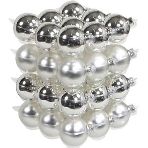 36x Zilveren glazen kerstballen 6 cm - mat/glans - Kerstboomversiering zilver mat en glanzend